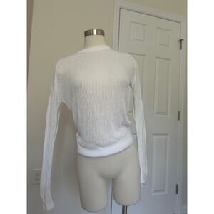 Zara white ribbed see through slouchy sweater top, size small
